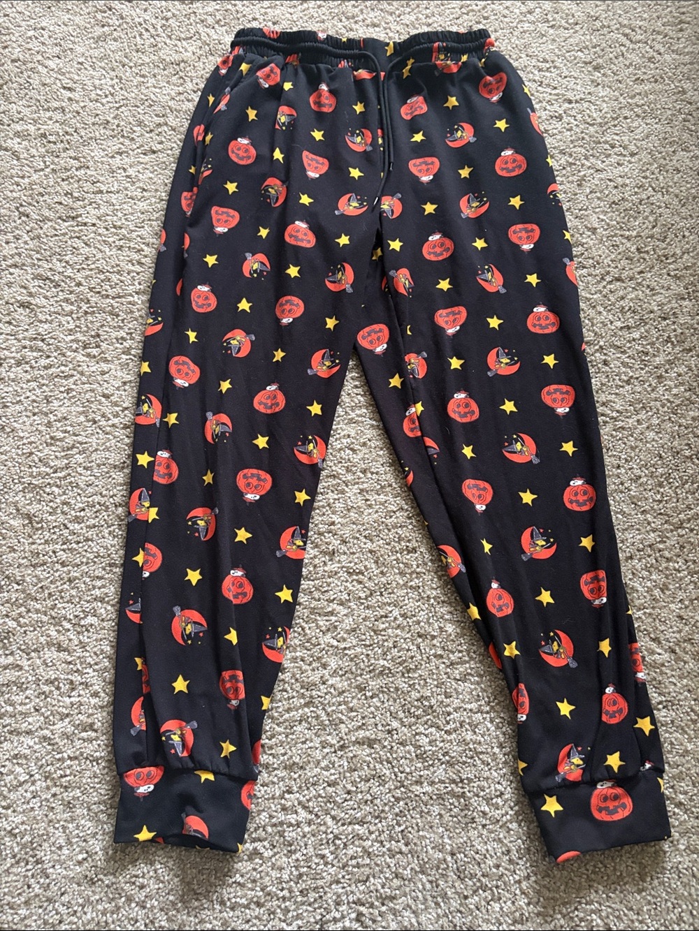 Peanuts Black Joggers with Orange Pumpkin & Yellow Star Print